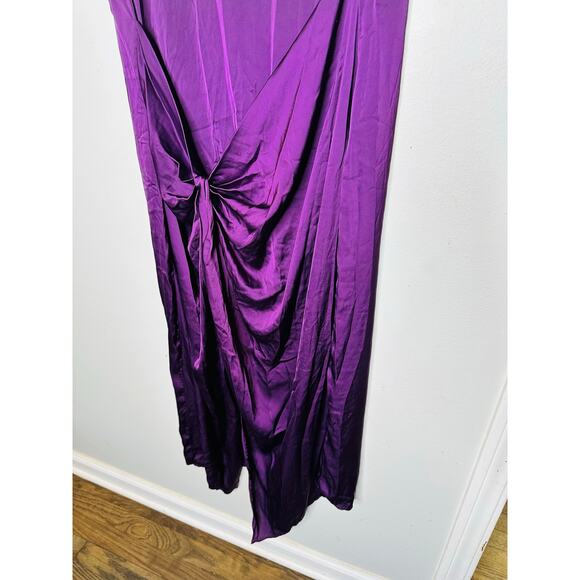 MARINA MOSCONE COLLECTIVE Purple Satin Shift Knot Sleeveless Dress Size 14 - Picture 7 of 14